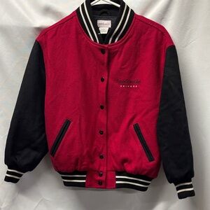 🧣 American Girl Red and Black Button-Up Varsity Jacket - Chicago